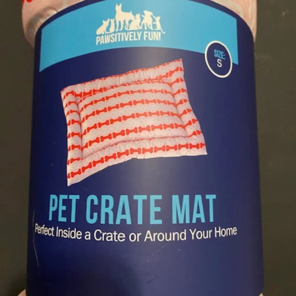 PAWSITIVELY FUN PET CRATE MAT *Size: Small* Pink and White Bones